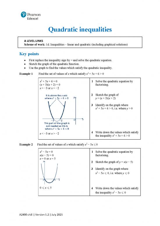 picture1_Quadratic Inequalities Pdf 181788 | Example 10 Chapter 3 Quadratic Inequalities