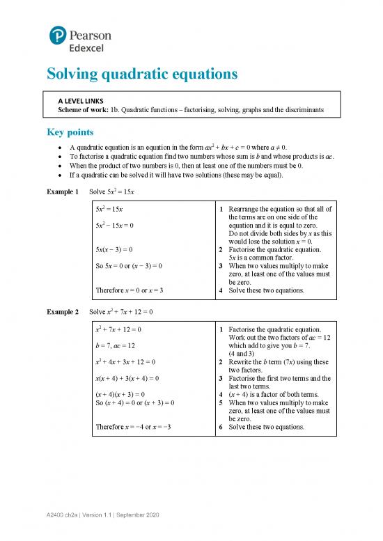 picture_Solving Quadratic Equations Pdf 181787 | Example 1 Chapter 2 Solving Quadratic Equations