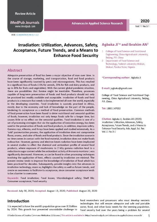 picture Food Irradiation Pdf 181154 | Irradiation Utilization Advances Safety Acceptance Future Trends And A Means To Enhance Food Security