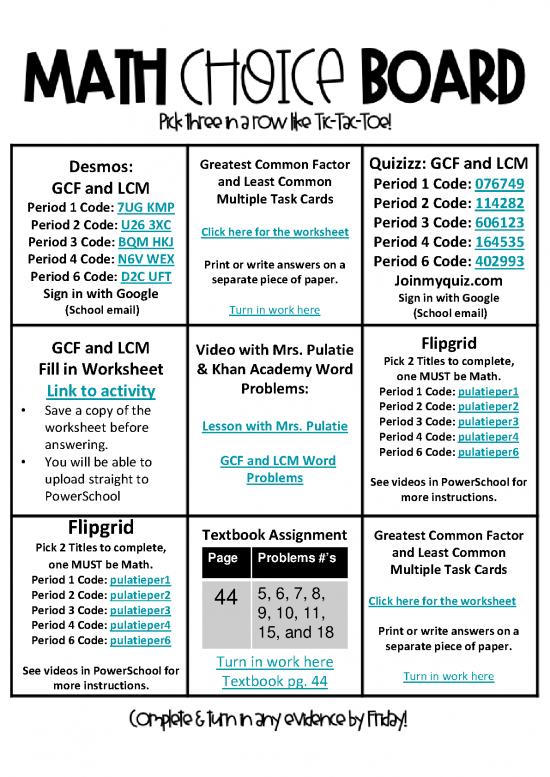 picture_Lcm And Gcf Choice Board 2