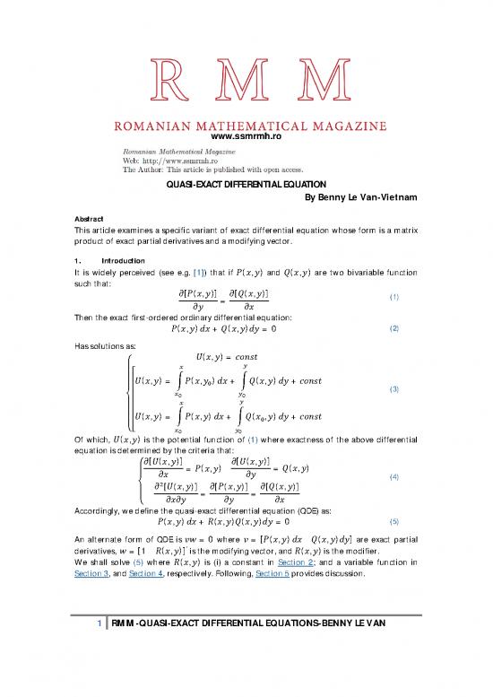 picture1_Quasi Exact Differential Equation