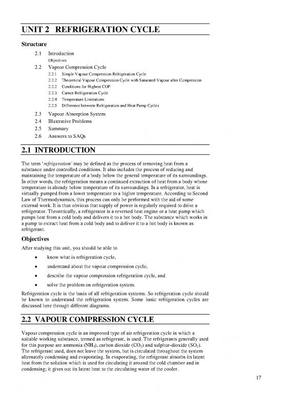 Refrigeration Cycle Pdf 180757 Unit 2 Simple Vapor Compression