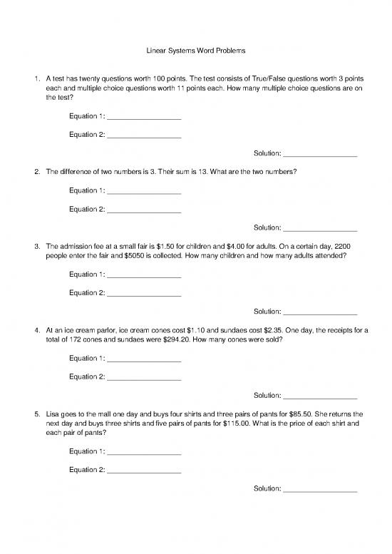 picture Linear Equation Problems With Solution Pdf 181843 | Unit 5 Review