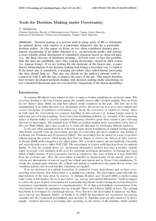 picture Decision Making Under Uncertainty Pdf 181035 | Wds11 103 M4 Seckarova