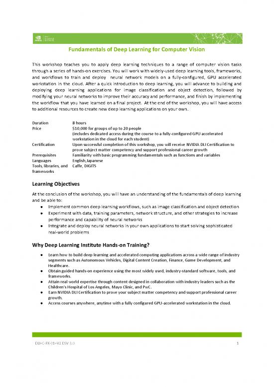 picture Fundamentals Of Deep Learning Pdf 180435 | Workshop Data Sheet Computer Vision