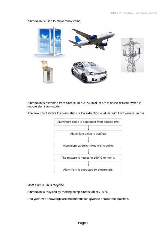 picture_Extraction Of Aluminium Pdf 180511 | Year 8 Science Week Com 20 Aluminium Extraction And Recycling Q Ws
