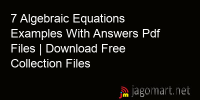 picture 7 Algebraic Equations Examples With Answers Pdf Files | Download Free Collection Files