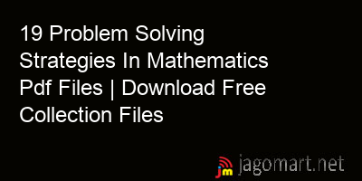 picture 19 Problem Solving Strategies In Mathematics Pdf Files | Download Free Collection Files
