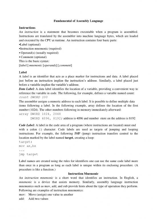 Assembly language pdf 184082 1595247580fundamental of assembly language