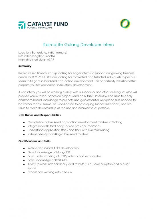 picture Golang Pdf 184396 | 2020 Catalyst Karmalife Golang Developer Intern
