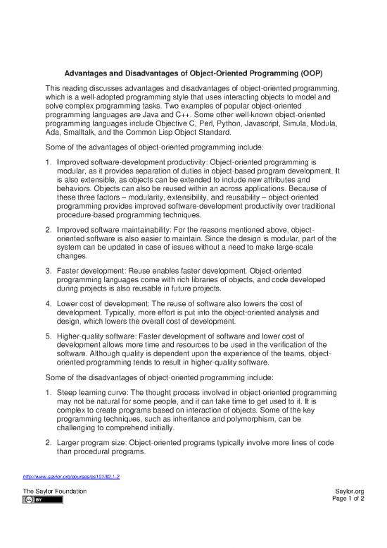 picture Python Pdf 183398 | Cs101 2 Advantagesdisadvantagesofoop Final