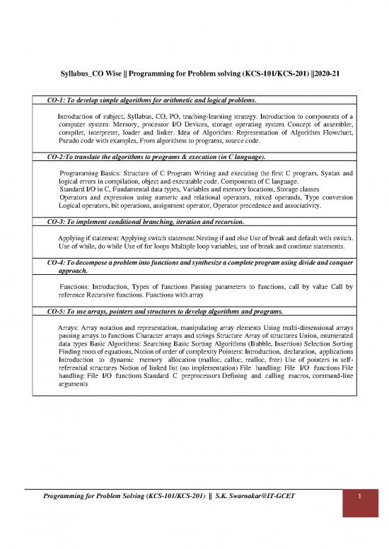 picture Programming Pdf 183931 | Kcs101t Pps Obe Notes 2020 21