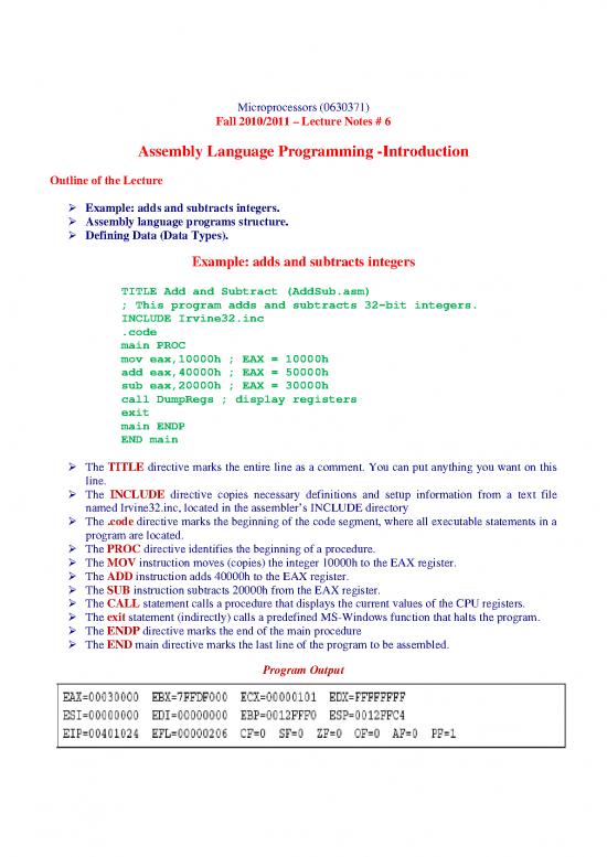 picture1_Programming Pdf 184514 | Lecture 6 Assembly Language Programming  Introduction
