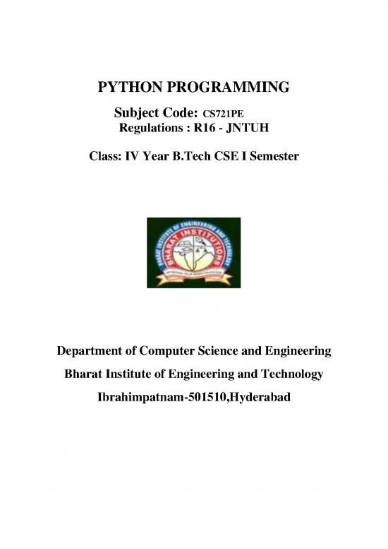picture Python Pdf 183837 | Python Programming Iv Cse Course Planner 2021