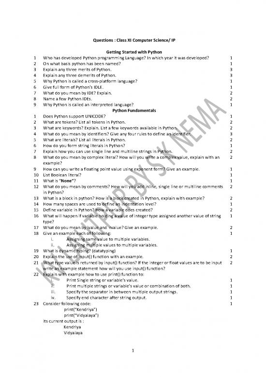 picture1_Python Pdf 184945 | Qustions Class Xi   2019 20