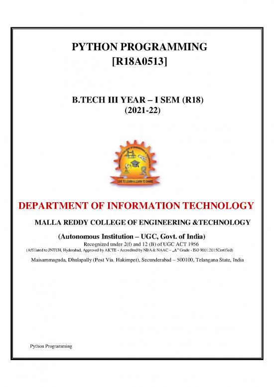 picture Python Pdf 183712 | (r18a0513)python Programming