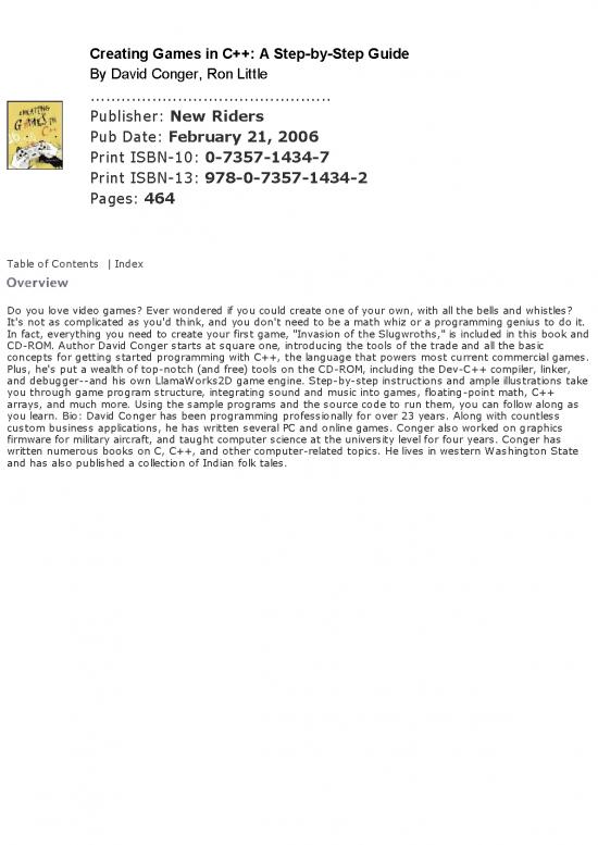 picture Programming Concepts Pdf 187375 | 0735714347 Creating Games In C  A Step By Step Guide