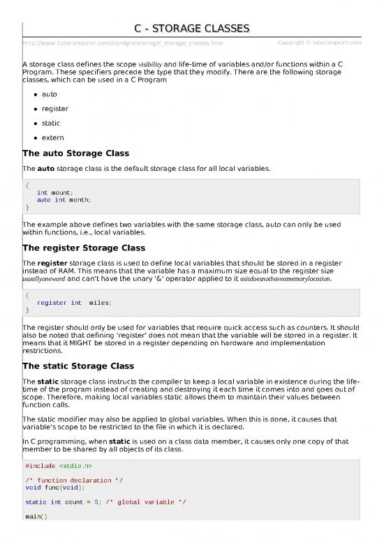 picture_Tutorialspoint Pdf 185996 | C Storage Classes