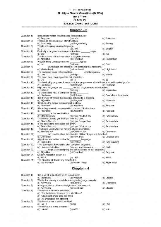 picture Algorithm In Programming Pdf 187798 | Class 8  Computer Studies