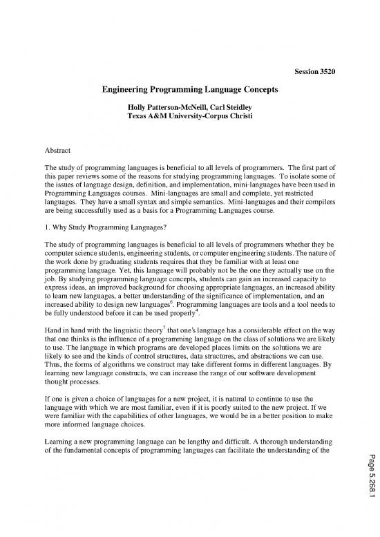 picture Computer Languages Pdf 186676 | Engineering Programming Language Concepts