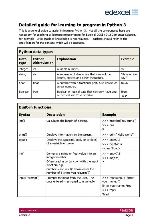picture Python Pdf 186165 | Gcse Computer Science Learning Guide Programing In Python 3(1)