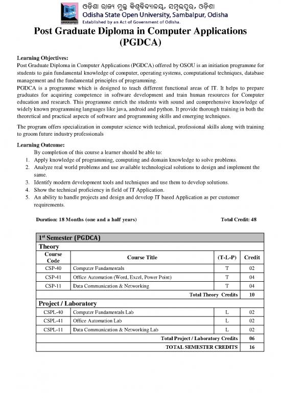 picture Computer Languages Pdf 186664 | Osou Pgdca Syllabus 18