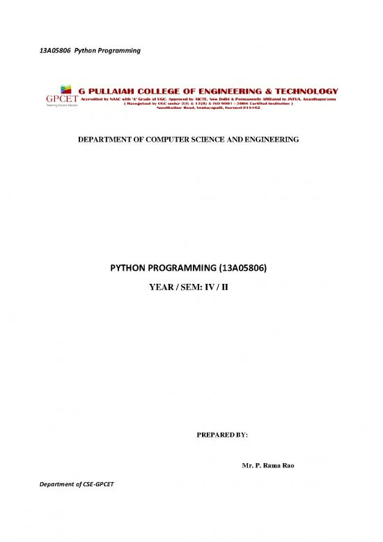 picture Python Pdf 186210 | Python Lecture Notes I Units