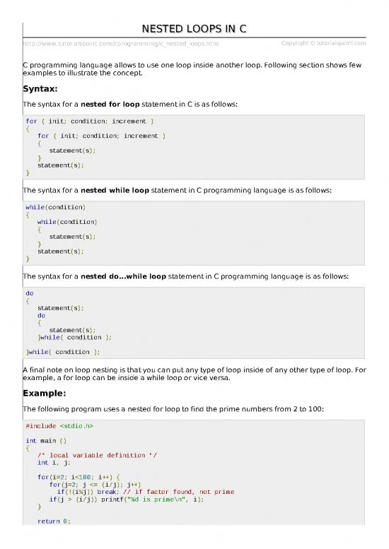 picture1_Tutorialspoint Pdf 188543 | C Nested Loops