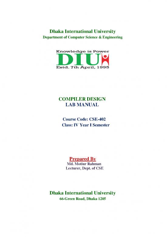 picture Compiler Design Lab Manual 188761 | Compiler Lab Manual Diu