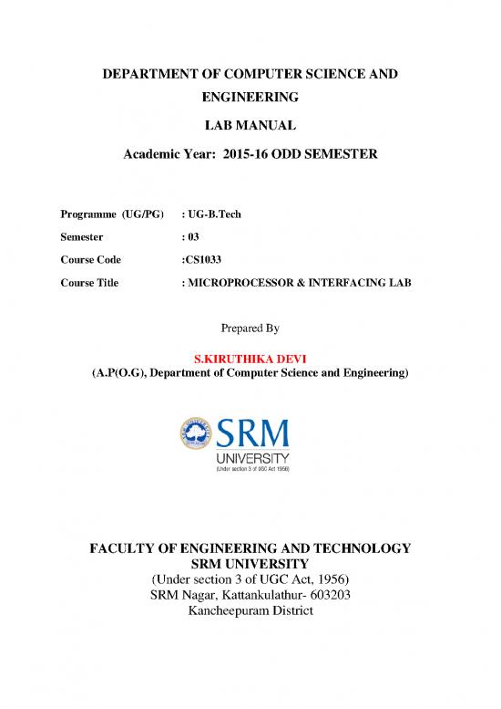 picture Microprocessor Lab Manual 190010 | Cse Lab Manual Microprocessor