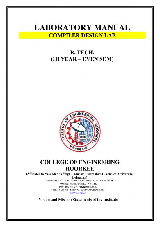 picture Compiler Design Lab Manual 188756 | Lab Manual Compiler Design