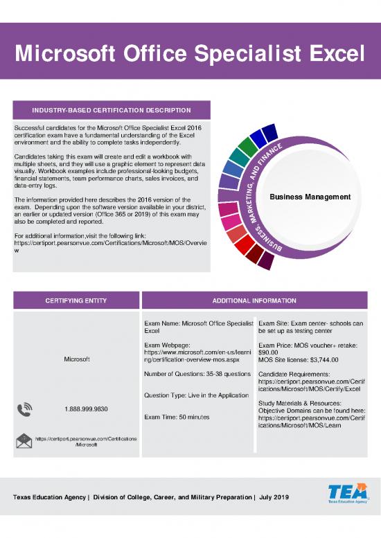 picture Certification Pdf 189911 | Microsoft Office Specialist Excel Final