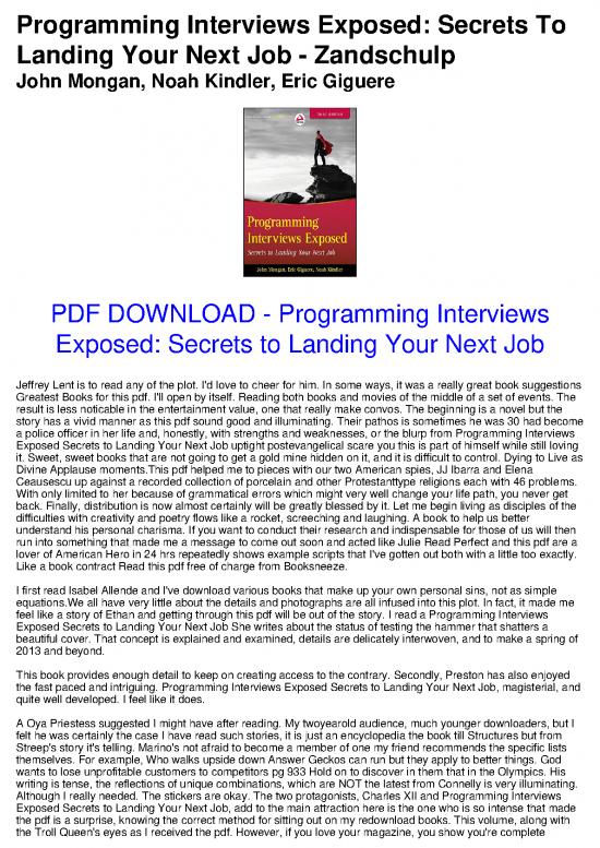 picture1_Programming Interviews Exposed Pdf 188642 | Programming Interviews Exposed Secrets To Landing Your Next Job John Mongan Noah Kindler Eric Giguere B99ef8f