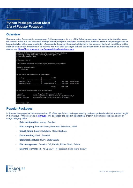 Python Summary Pdf 187952 | Python Packages Cheat Sheet
