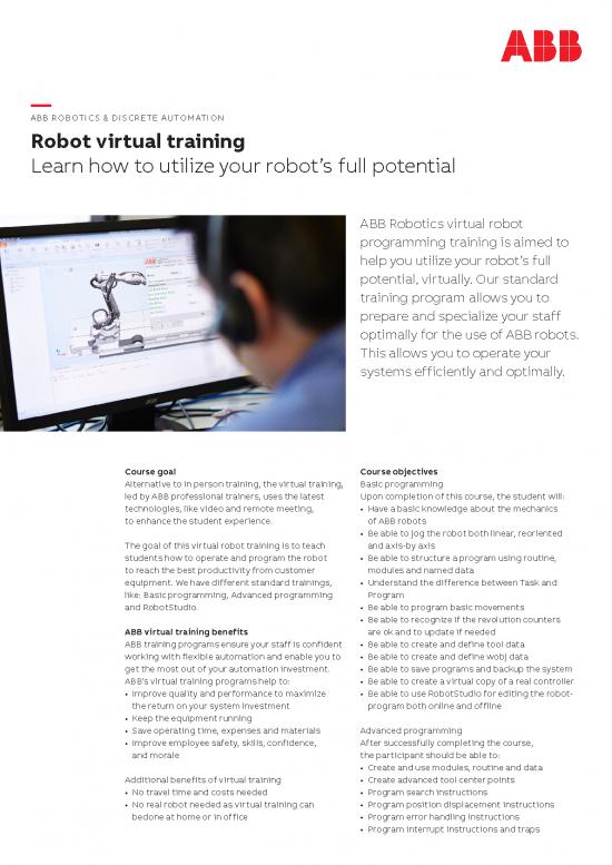picture Abb Robot Programming Training Pdf 190396 | Robot Virtual Training Datasheet Revb 9akk107991a2663