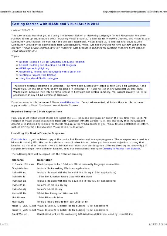 picture1_Tutorial Pdf 191386 | 32bit Getting Started With Masm And Visual Studio2013 Assembly Language For X86 Processors