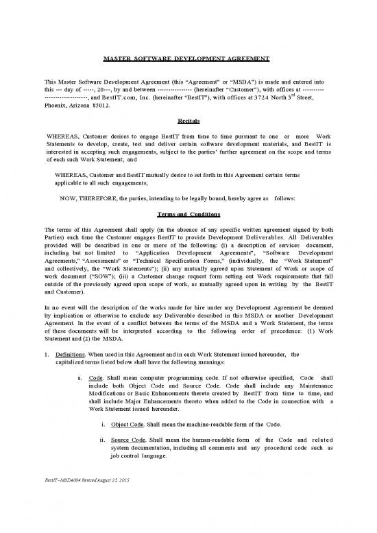 picture Software Development Agreement Pdf 192167 | Bestit Master Software Development Agreement