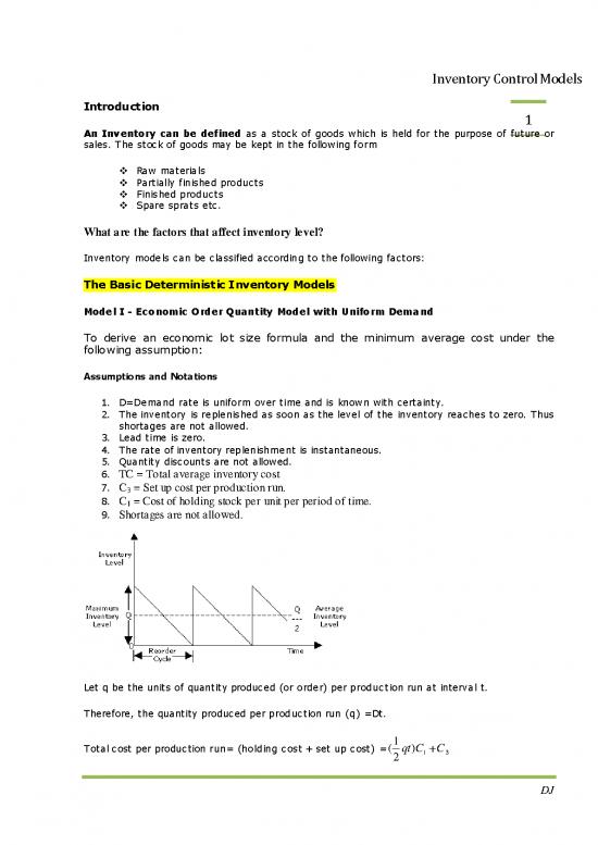 picture Printable Inventory Form 192853 | Class Note Mm 401 Model 4 Inventory Control Models