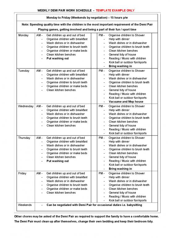 picture_Weekly Schedule Printable Pdf 192910 | Example Work Schedules