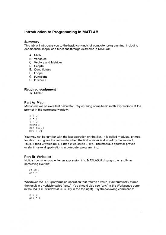 picture Computer Programming With Matlab Pdf 190746 | Matlab Intro
