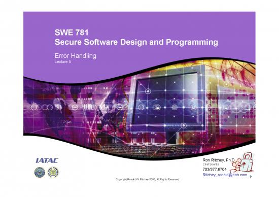 picture_Secure Software Design And Programming Lecture 5 Error Handling Fall09