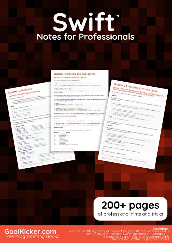 picture1_Swift Programming Language Book 192573 | Swift Notes For Professionals   200  Pages Of Professional Hints And Tricks