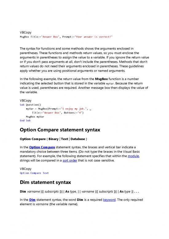 Understanding Visual Basic Commands And Syntax