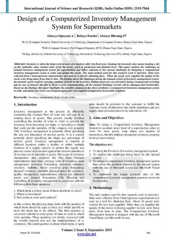 picture1_Inventory Management Pdf 194196 | Design Of A Computerized Inventory Management System For Supermarkets