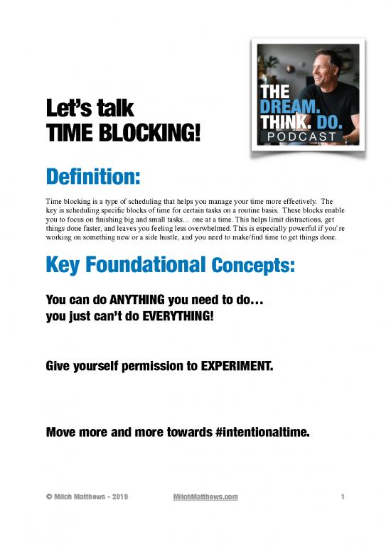 picture Scheduling Pdf 193618 | Dream Think Do Time Blocking