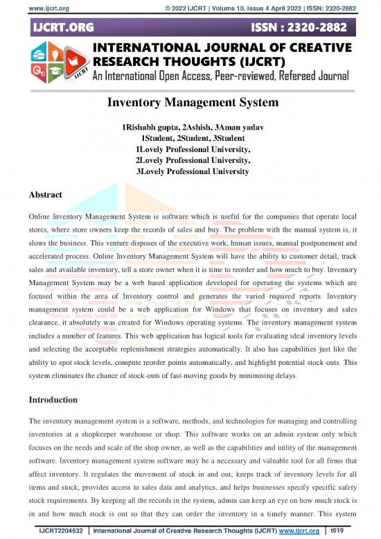 picture1_Inventory Management Pdf 194506 | Ijcrt2204632