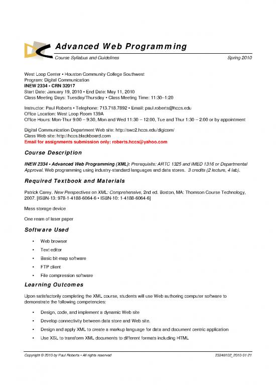 picture Advanced Web Programming Pdf 194673 | Inew 2334 Syllabus Spring 2010