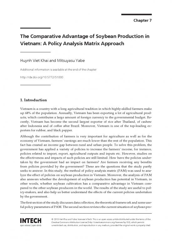 picture1_Production Pdf 193035 | Intech The Comparative Advantage Of Soybean Production In Vietnam A Policy Analysis Matrix Approach