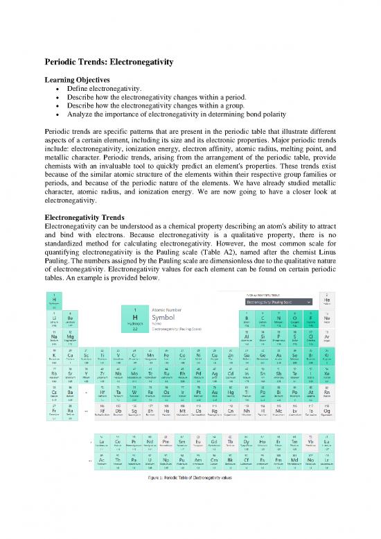 Pdf Printable Periodic Table 195478 | Periodic Trends Electronegativity