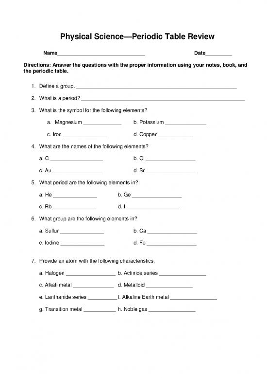 picture Pdf Printable Periodic Table 195397 | Perioidic Table Packet  1 1 2